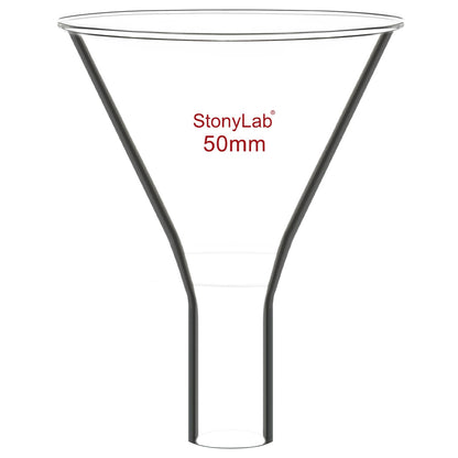stonylab Glass Powder Funnel, Heavy Wall Borosilicate Glass Short Stem Funnel with 50 mm Top Diameter and 22 mm Stem Length