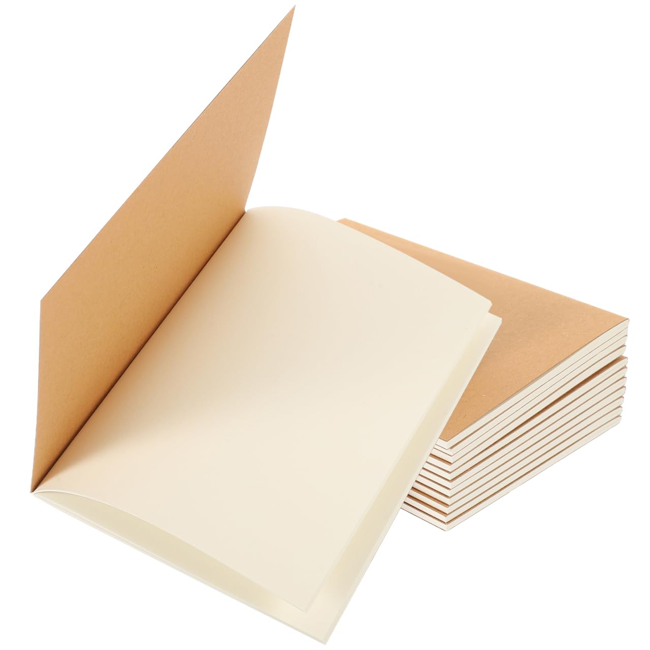 STOBOK A6 Kraft Paper Notebooks, Brown Blank Journal Notepads for Writing Diary Travel Travelers Notebook, Pack of 12