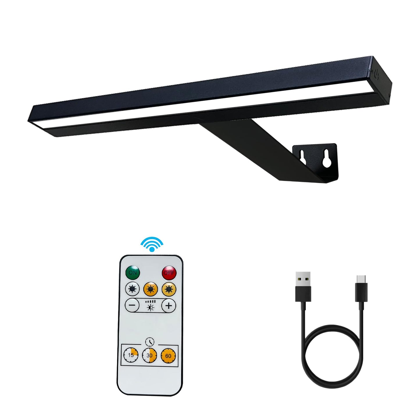 Wireless Picture Lights，Art Display Light Rechargeable with Remote Control，Dimming and Timer 3 Lighting Modes，16 Inch Dartboard Light for Paintings Picture Frame (Black)