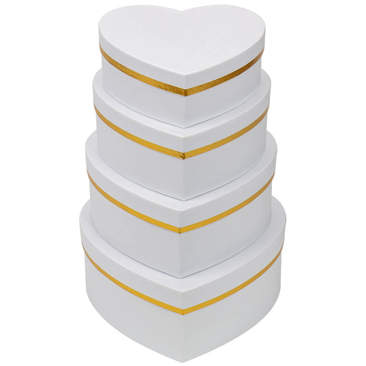 White Gift Boxes with Lids for Present Heart Shaped Flower Boxes for Arrangements Set of 4 Floral Gift Boxes for Bridesmaid, Proposal, Wedding, Birthday, Baby Showers