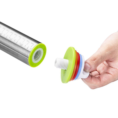 Rolling Pin and Silicone Baking Mat Set, Stainless Steel Dough Roller, Rolling Pins with Adjustable Thickness Rings for Making Dough Pizza Pie Cookies Bread Noodles (Black Pastry Mat) (Red)