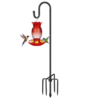 Shepherds Hook for Bird Feeders for Outdoor, 78 Inch Adjustable Shepherds Hook with 5 Prong Base, 5/8 Inch Metal Garden Hanger Stand for Hummingbird Feeder, Wind Chime, Lantern