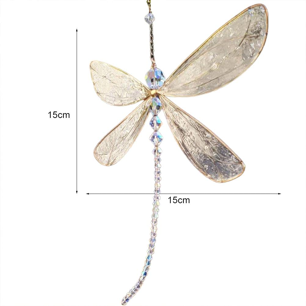 Prosperity Symbol Dragonfly Pendant Rainbow Maker Crystal Suncatcher for Garden Home Decor