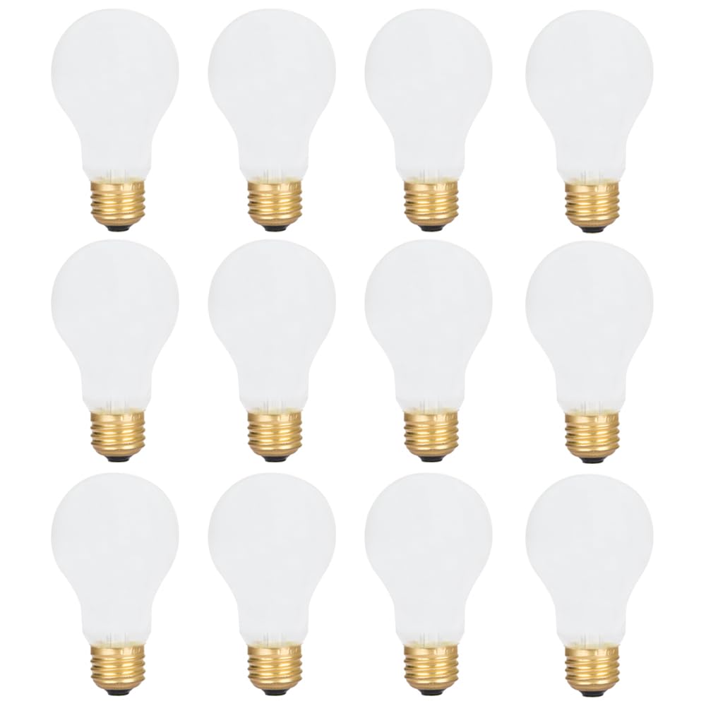 12 Pack 60 Watt A19 E26 Medium Base 130 Volt Incandescent Light Bulbs, Standard Household Bulbs for Ceiling Fan, Bedroom, Living Room