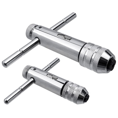Bestgle 2 Pcs Ratcheting T-Handle Tap Holder Wrench Adjustable Ratchet Wrench Set for M3-M8 / M5-M12 Metric Screw Taps