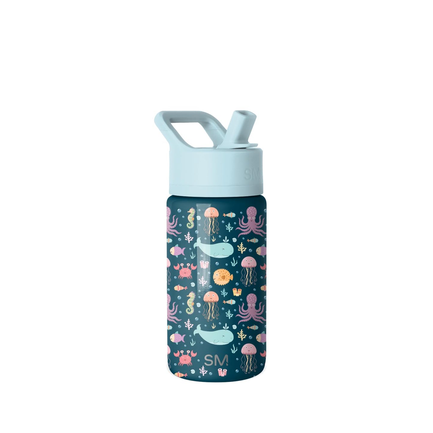 Simple Modern Kids Water Bottle with Straw | Insulated Stainless Steel Reusable Tumbler for School, Girls, Boys | Summit Collection | 14oz | Under The Sea