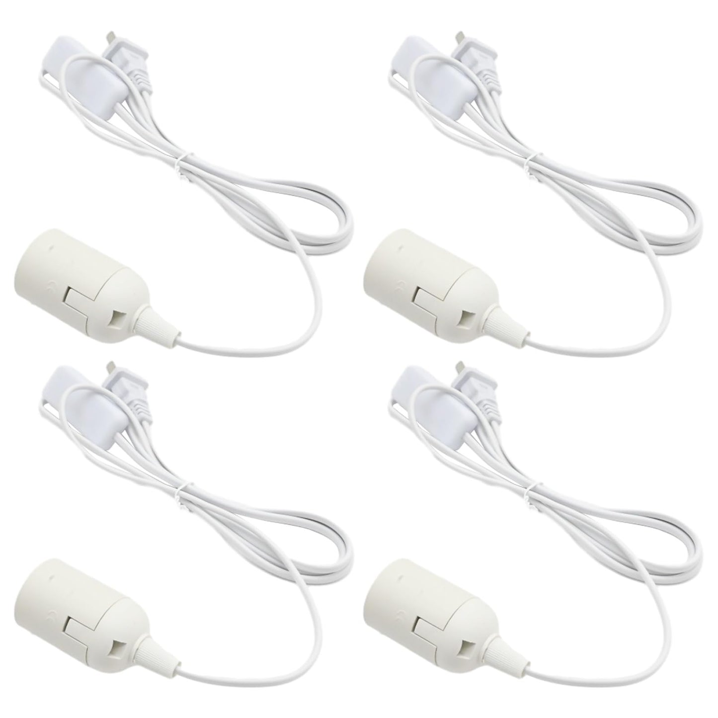 VIKKSAER 4 Pcs Hanging Lantern Cord with Switch, 10.86 Inch E26 Light Socket Extension Cord, Pendant Lamp Cord