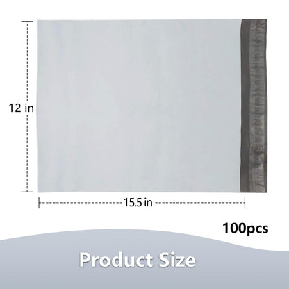 Poly Mailers12 x15.5 100 Pcs, Thickened Mailers, Envelopes Shipping Bags Self Sealing, Waterproof and Tear Proof Mailing Bags for Shipping, Packaging Bags White