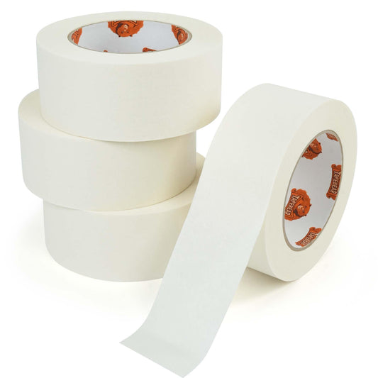 TAPEBEAR Eco-Friendly Kraft Paper Tape 50mm x 50m, White Paper Packing Tape, Biodegradable Recyclable Packaging Tape Self Adhesive Box Tape for Shipping, Sealing, Moving, 4Rolls