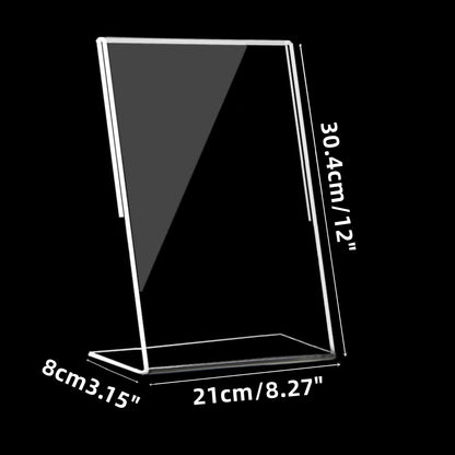 Acrylic Sign Holder 8.5 x 11 Inch, 3 Pack Clear Display Table Sign Stand, L-Shape Plastic Message Board Stand for Exhibition, Office, Store, Restaurant