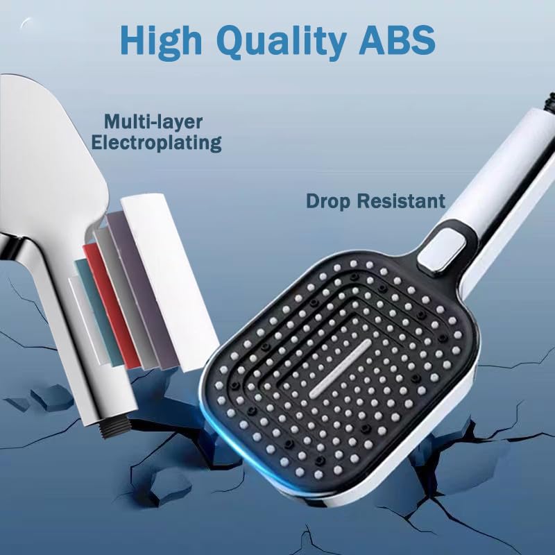Shower Head, High Pressure Handheld Shower Heads with 60" Stainless Steel Hose and Adjustable Overhead Bracket, Handheld Showerhead Combo, Anti-Clog Nozzle, Big Panel