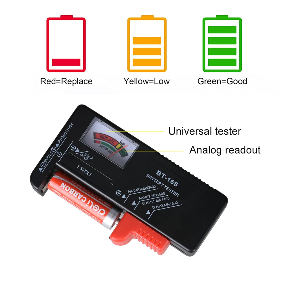 Battery Organizer Storage Box Battery Vault Case Battery Hard Fireproof Waterproof Explosionproof Holder Box with Tester BT-168 Checker Carrying Case Container Bag Fit for 200+ Batteries AA AAA C D 9V