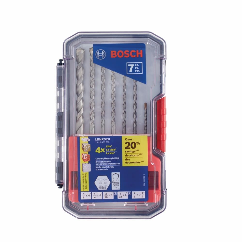 Bosch LBHXS7U 7 pc. Hex Shank Hammer Drill Masonry Bit Set