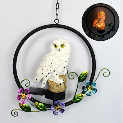 Solar Powered Garden Owl Statue Owl Gifts for Owl Lovers Waterproof Hanging Solar for Outdoor Decorative Unique Gifts for Lawn Yard Balcony