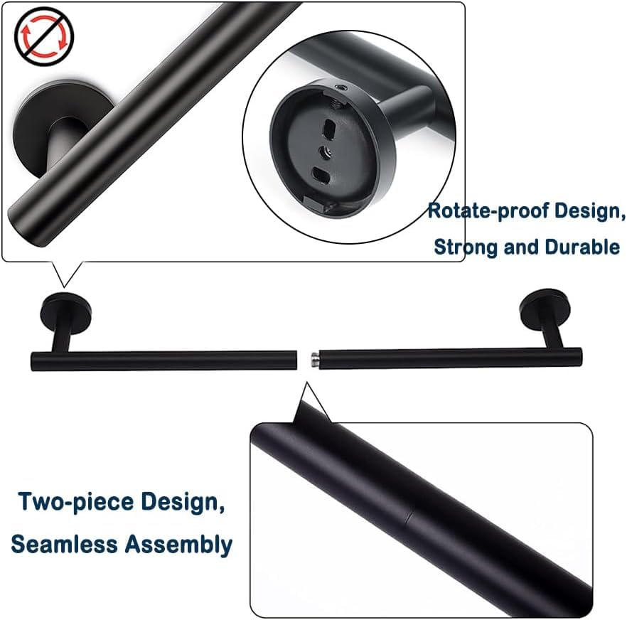 SAYAYO Bathroom Towel Rack Black Towel Bar 24 Inch Wall Mounted, SUS304 Stainless Steel Towel Holder for Kitchen (21 Inch Hanging Length)