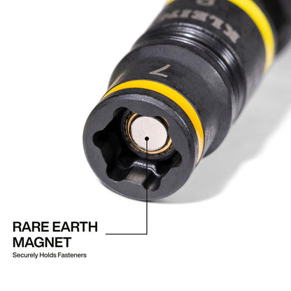 Klein Tools 32932M 4-in-1 Metric Impact Socket Set, 2 Flip Sockets with 4 Metric Hex Sizes, 7 mm, 8 mm, 10 mm, 12 mm, Impact Rated 3-1/2-Inch Shaft