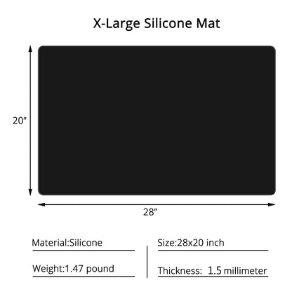 Silicone Mats for Kitchen Counter, Large Silicone Countertop Protector, Nonskid Heat Resistant Desk Saver Pad, Multipurpose Mat, Placemat (XL-28" x 20"x 0.06", Black)
