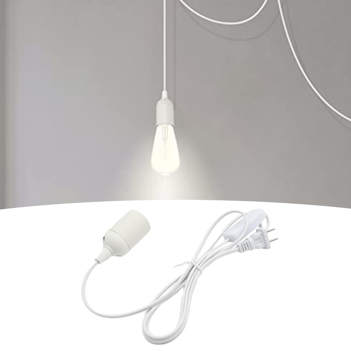 VIKKSAER 4 Pcs Hanging Lantern Cord with Switch, 10.86 Inch E26 Light Socket Extension Cord, Pendant Lamp Cord