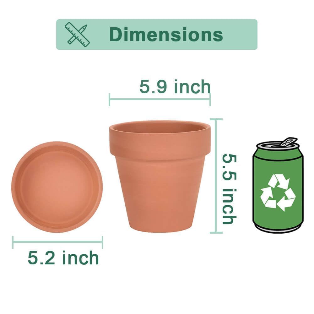 vensovo 6 Inch Clay Pot for Plant with Saucer - 4 Pack Large Terra Cotta Plant Pot with Drainage Hole, Flower Pot with Tray, Terracotta Pot for Indoor Outdoor Plant