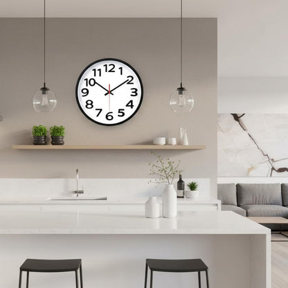 Crosstime Wall Clock 30cm Silent Non-Ticking - Big Numbers Easy to Read Round Quartz Analogue Clocks for Kitchen, Living Room, Office, School -12 Inch
