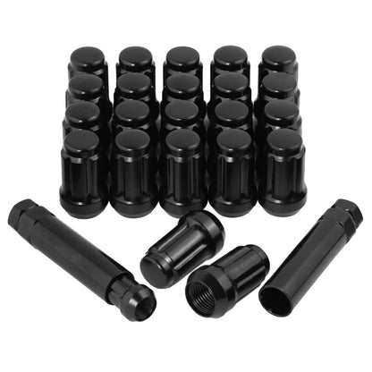1/2-20 Acorn Lug Nuts - Set of 23 Black 6 Spline Lug Nuts 1.38" Long Closed End Aftermarket Wheel Lug Nut Fit for 1987-2018 Jeep Wrangler, 1993-2010 Jeep Grand Cherokee