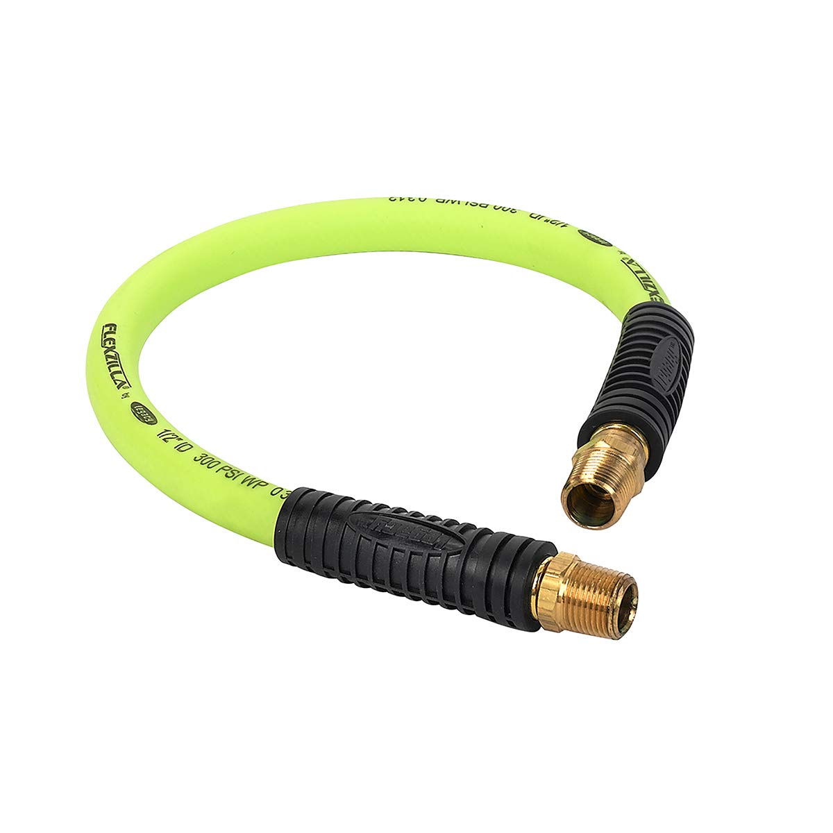 Flexzilla Swivel Whip Air Hose, 1/2" X 2' (1/2" MNPT Swivel X 1/2" MNPT Ends), Heavy Duty, Lightweight, Hybrid, ZillaGreen-HFZ1202YW4S