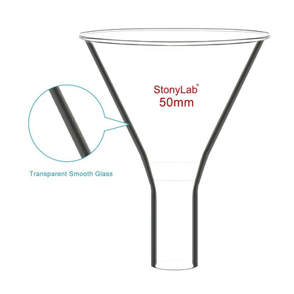 stonylab Glass Powder Funnel, Heavy Wall Borosilicate Glass Short Stem Funnel with 50 mm Top Diameter and 22 mm Stem Length
