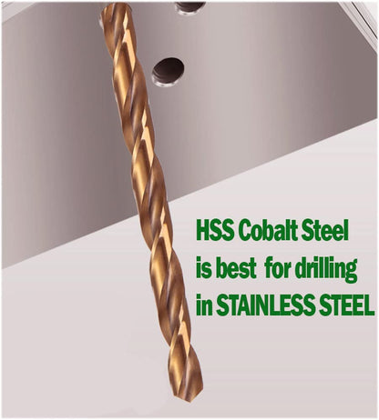 Hss Cobalt Drill Bit Set 3/16 in. x 6 in. Aircraft Extension Extra Long Deep Hole Drilling-5Pcs