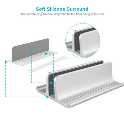VAYDEER Vertical Laptop Stand Holder Adjustable Desktop Notebook Dock Space-Saving Three-in-one for All MacBook Pro Air, Mac,HP, Dell, Microsoft Surface,Lenovo, up to 17.3 inch Silver