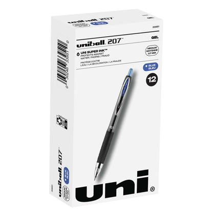 Uni-Ball-33951 UB 207 Gel RT Pen OS 0.7mm 12 Pack Blue