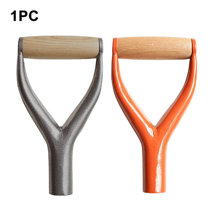 Shovel D Grip Handle,Garden Accessories Metal Shovel Replacement Handle with Wooden Grip,31mm Inside Diameter Snow Shovels Replacement Handles Spade Handles for Camp Garden Digging Raking Tool