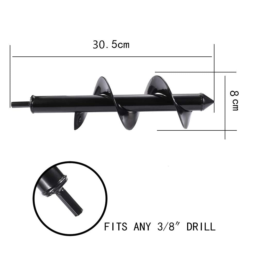 Auger Drill Bit,Non-Slip Garden Auger Spiral Drill Bit,Garden Plant Flower Bulb 3” x 12” Rapid Planter,Post or Umbrella Hole Digger for 3/8'' Hex Drive Drill