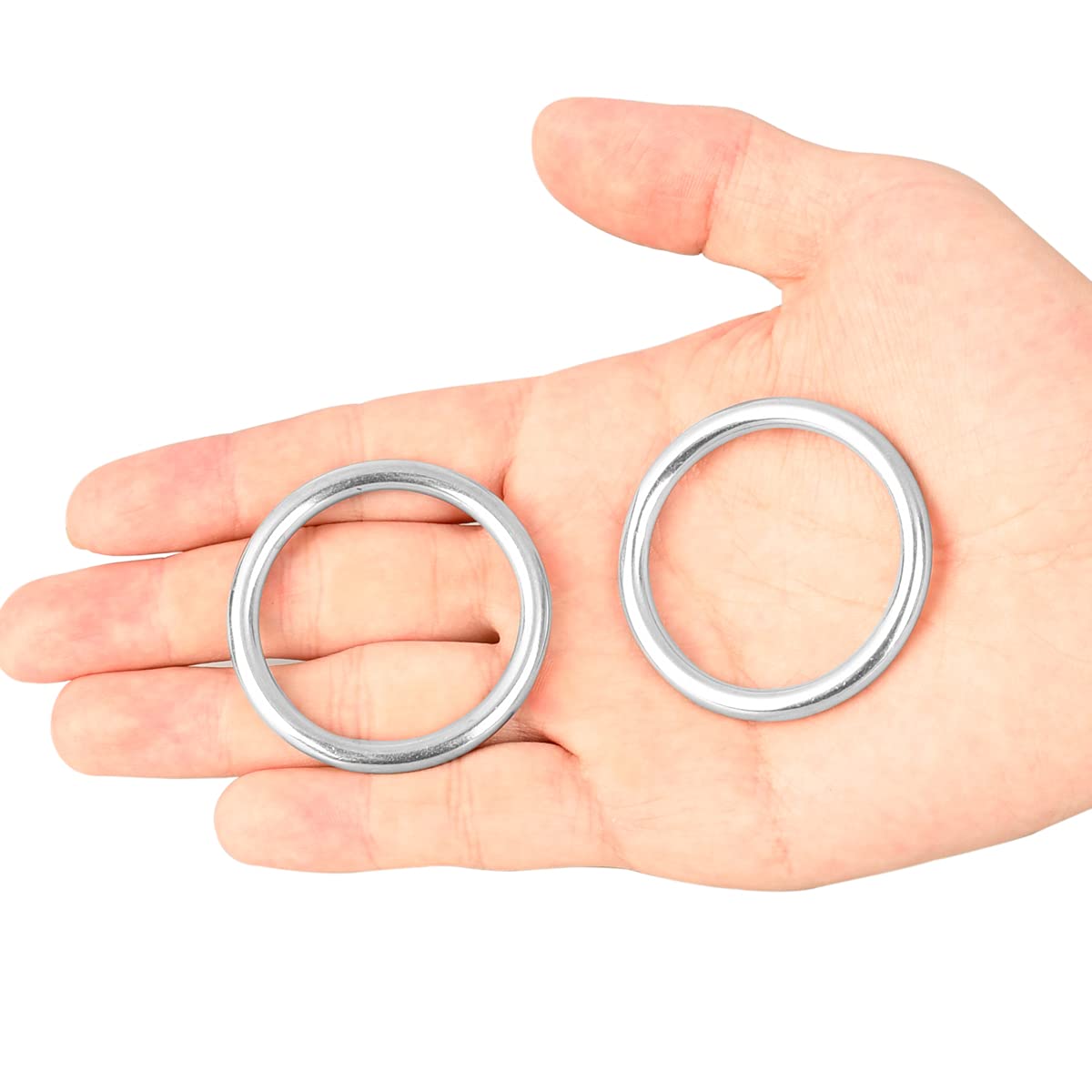 Abimars 2" Seamless Metal O Ring, 10 Pack 304 Stainless Steel Rings Load 320lbs, Solid, Heavy Duty Multi-Purpose Metal O-Ring for Macrame, Dog Leashes