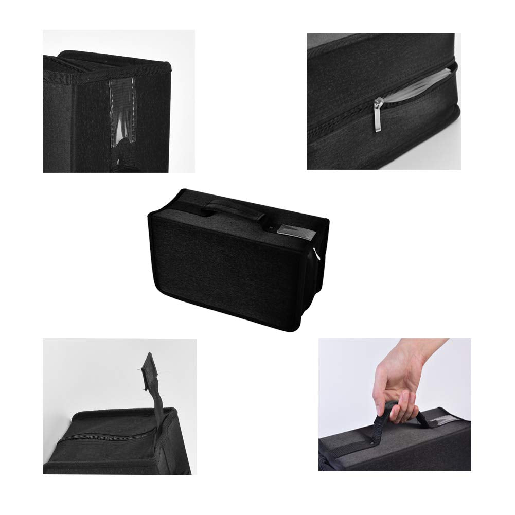 alavisxf xx CD Case, 160 Capacity Nylon DVD Case Protective CD Case Holder Portable Disc Storage Organizer Bag for Car Home (Black, 160 Capacity)