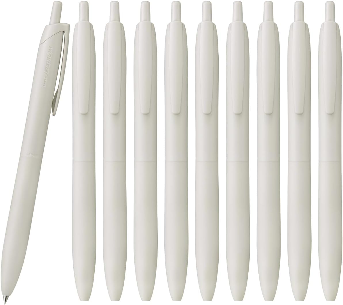 三菱鉛筆 Uni Jetstream Single Ballpoint Pen, Equipped with 0.7mm Lite Touch Ink (Black), Shell White, SXNLS07.1, Set of 10