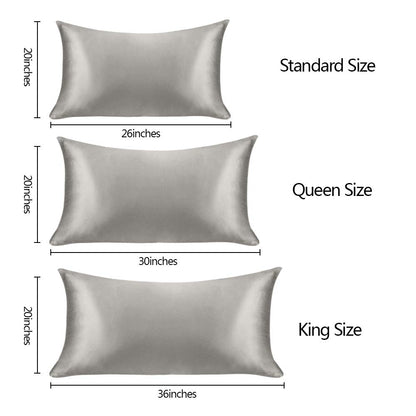100% Mulberry Silk Pillowcase Pure,21 Momme Both Side Real Silk Pillowcases Hidden Zippered Slip Silk Pillowcase Hypoallergenic Soft Breathable for Hair, Skin and Good Sleep（Grey, Standard：20"x26"）