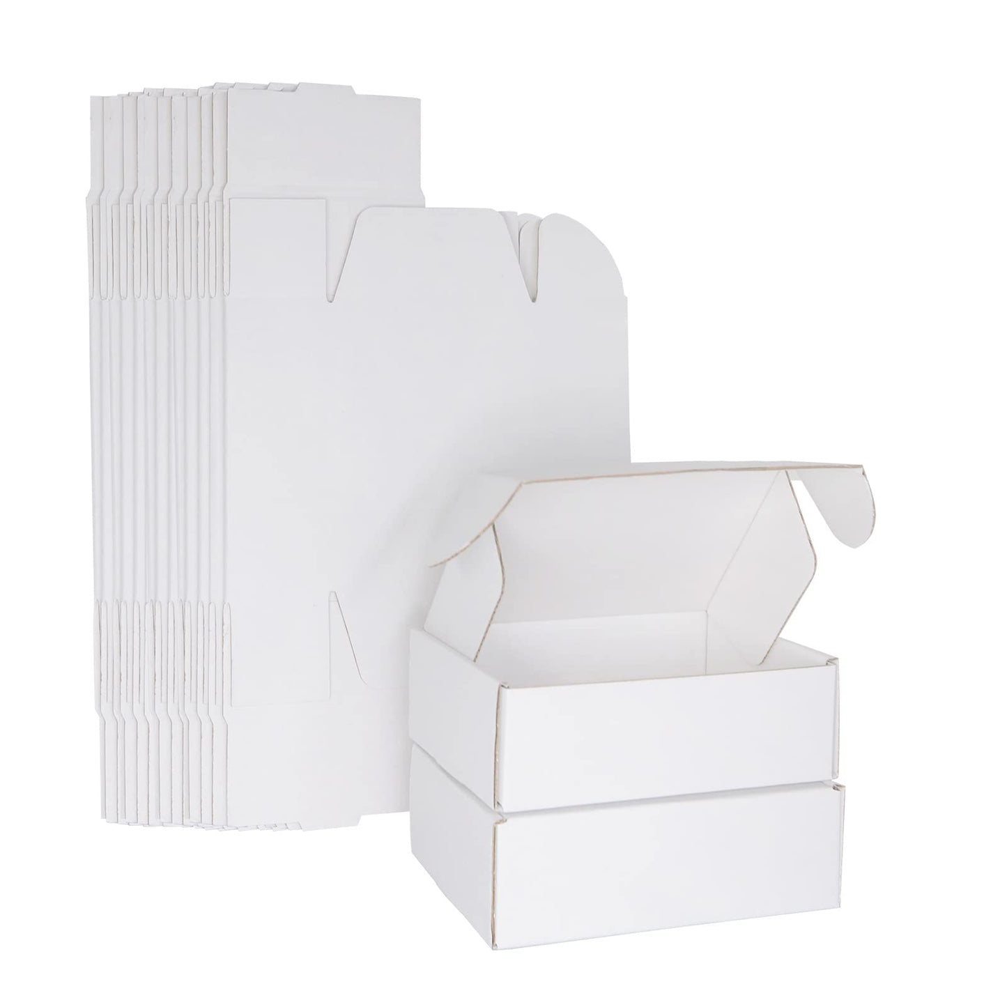 White Corrugated Cardboard Shipping Boxes, 150x100x50mm (6"x4"x2") Small Parcel Boxes, Packaging Mailing Boxes for Business, Posting, Small Packet Shipping, Storing or Gift(Pack of 25)