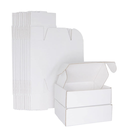 White Corrugated Cardboard Shipping Boxes, 150x100x50mm (6"x4"x2") Small Parcel Boxes, Packaging Mailing Boxes for Business, Posting, Small Packet Shipping, Storing or Gift(Pack of 25)
