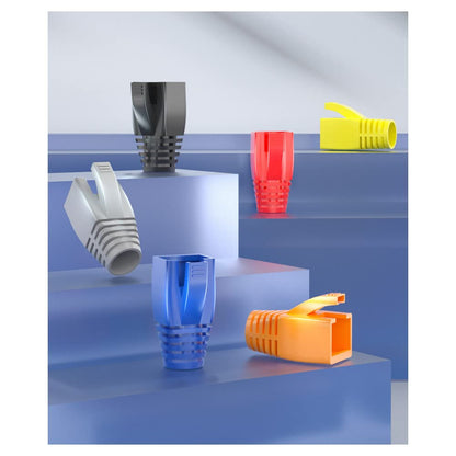 50 Pcs Cat6 Cat6A Cat7 Strain Relief Boot, RJ45 Plug Connector Cover Modular Network Plug Connector Cap Cable Connector Boots, Blue