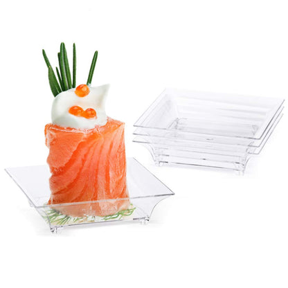 Kingrol 150 Count Plastic Dessert Plates, Mini Mini Mini Disposable Square Plates for Desserts, Appetizers, Sauces, Tastings