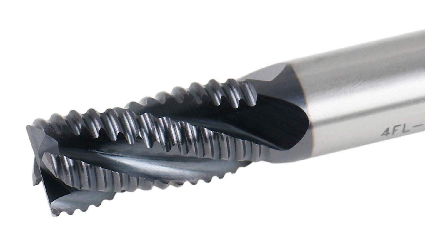 Accusize Industrial Tools 3/8'' Dia by 3/8'' Shk Dia Coarse Tooth M42 8% Cobalt Tialn Roughing End Mill, 3/4'' Flt Length, 2-1/2'' Oal, 1102-0038