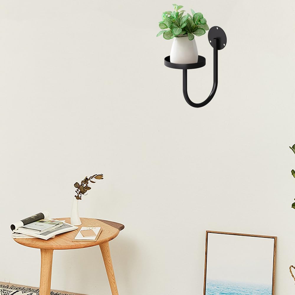3 Pack Wall Plant Holder Wall Planters Black Metal Plant Wall Shelf Indoor Plants Hanger Modern Wall-Mounted Hanging Planter for Outdoor Livingroom Window Bedroom Balcony Patio Flower Pot Decor