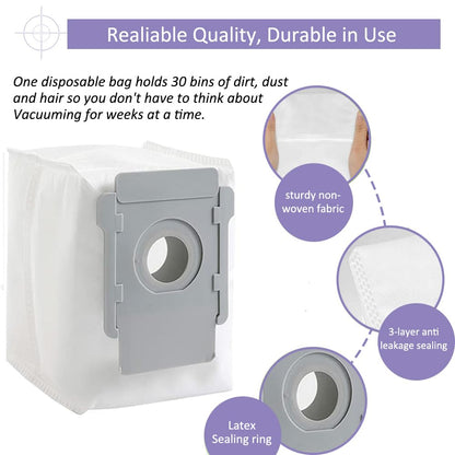 Vacuum Dust Bags and HEPA Filters: Compatible with iRobot Roomba i3 i3+ i4 i4+ i6 i6+ i7 i7+ i8 i8+ Vacuum Cleaner - 8+2pack