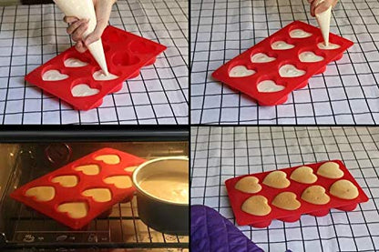 COKWO Silicone Heart Molds for Baking 2 Pack - 8 Cavity Heart Shaped Cake Pans, Pastry Mold for Jelly Pudding,Handmade Soap,Chocolate,Muffin