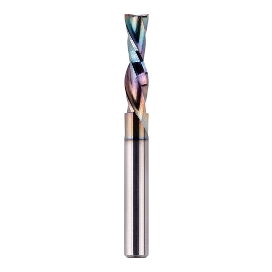 SpeTool 1/4 Shank Down Cut Spiral CNC Router Bits 1/4 inch Cutting Diameter 1 inch Cutting Length with Extra Long Life Coating for Woodwork Mortise Slot End Mill