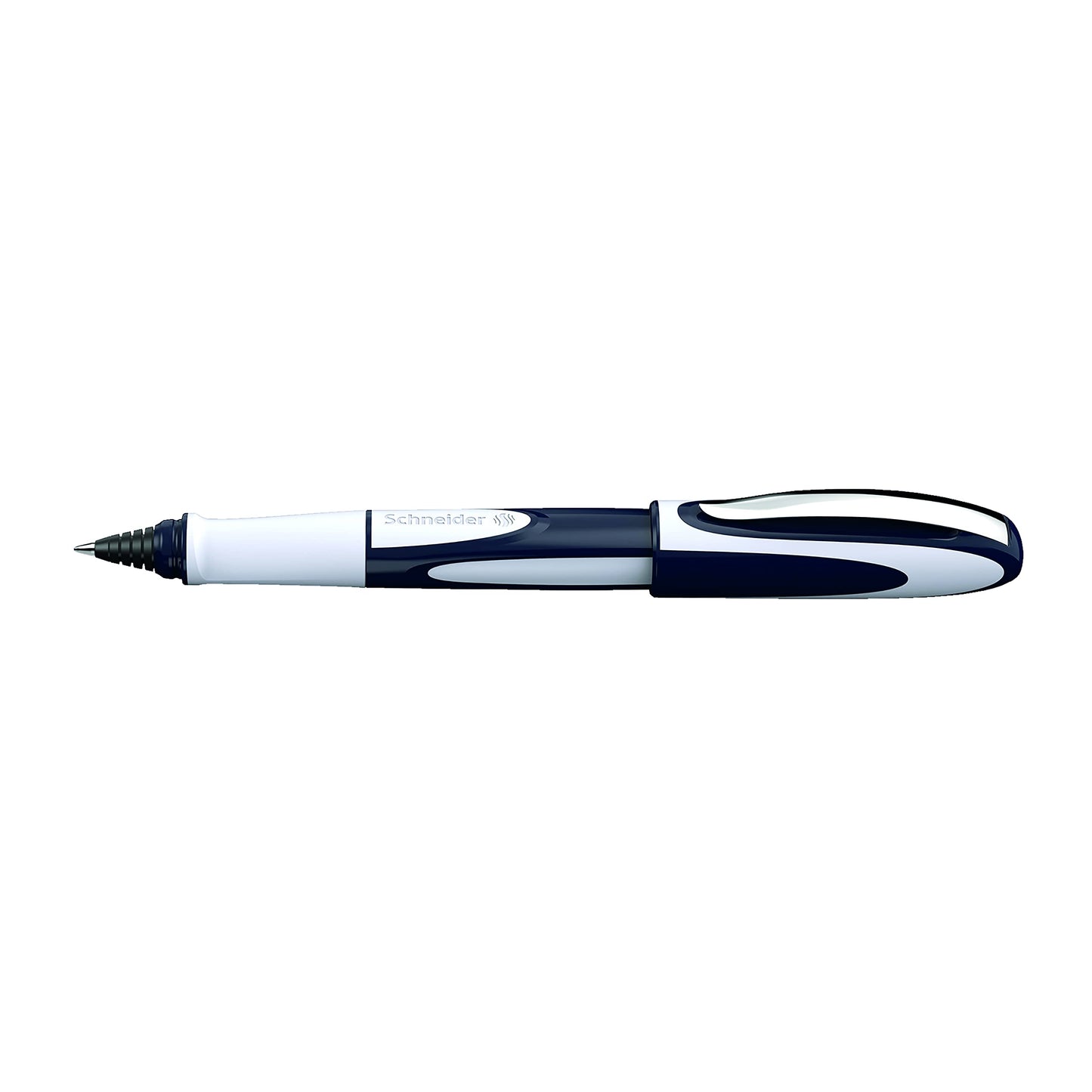 Schneider Ray Cartridge Rollerball Pen, M (Medium), Refillable, Dark Blue/Light Gray Barrel, Royal Blue Erasable Ink Cartridge (187803), RS187803