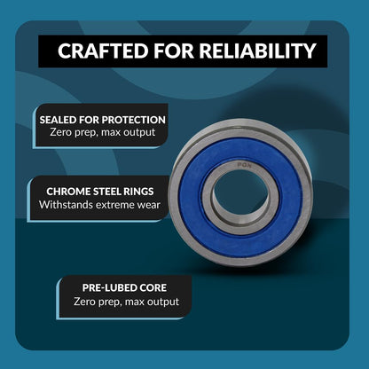 6203-2RS Sealed Ball Bearing - 17x40x12 - Lubricated - Chrome Steel (10 PCS)