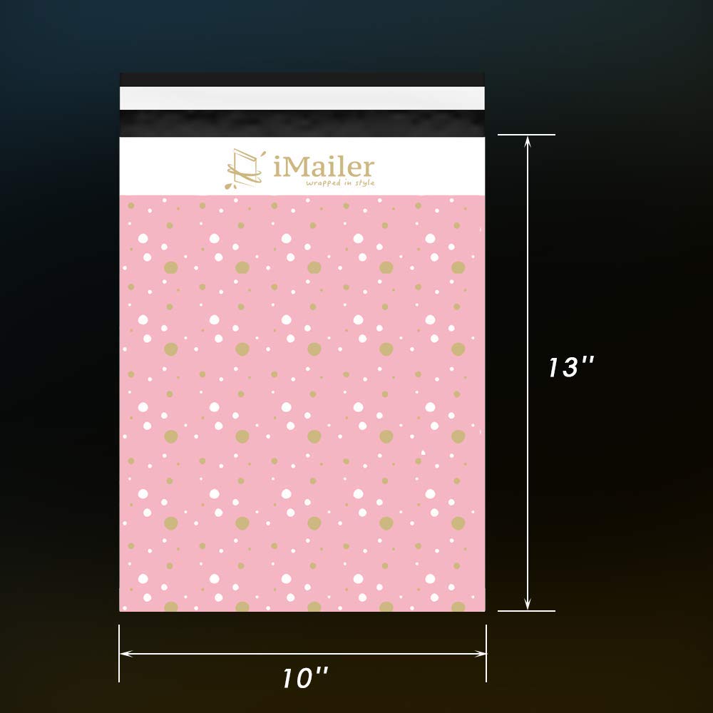100 Count - 10x13 inch, Pink Polka Dot - Thank You Poly Mailer Envelope, Mailing Shipping Bags with Self Seal Strip