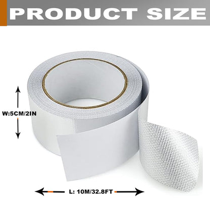 DEGEOBERLIN 2 Rolls High-Temp Heat Shield Tape Reflective Adhesive Backed Roll Thermal Barrier Foil Tape Self-Adhesive Heat Resistant Tape Cool Tapes for Hose and Auto (Silver, 2 Inch x 32 ft)