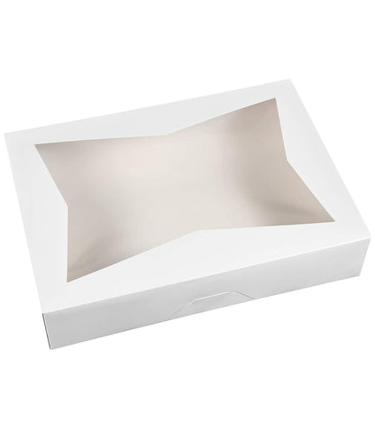 15-Pack Cookie Pastry Boxes 14 x10 x 3inch,White Large Bakery Box Container with PVC Windows for Pie and Donut Box Paperboard Lock Corner,Pack of 15